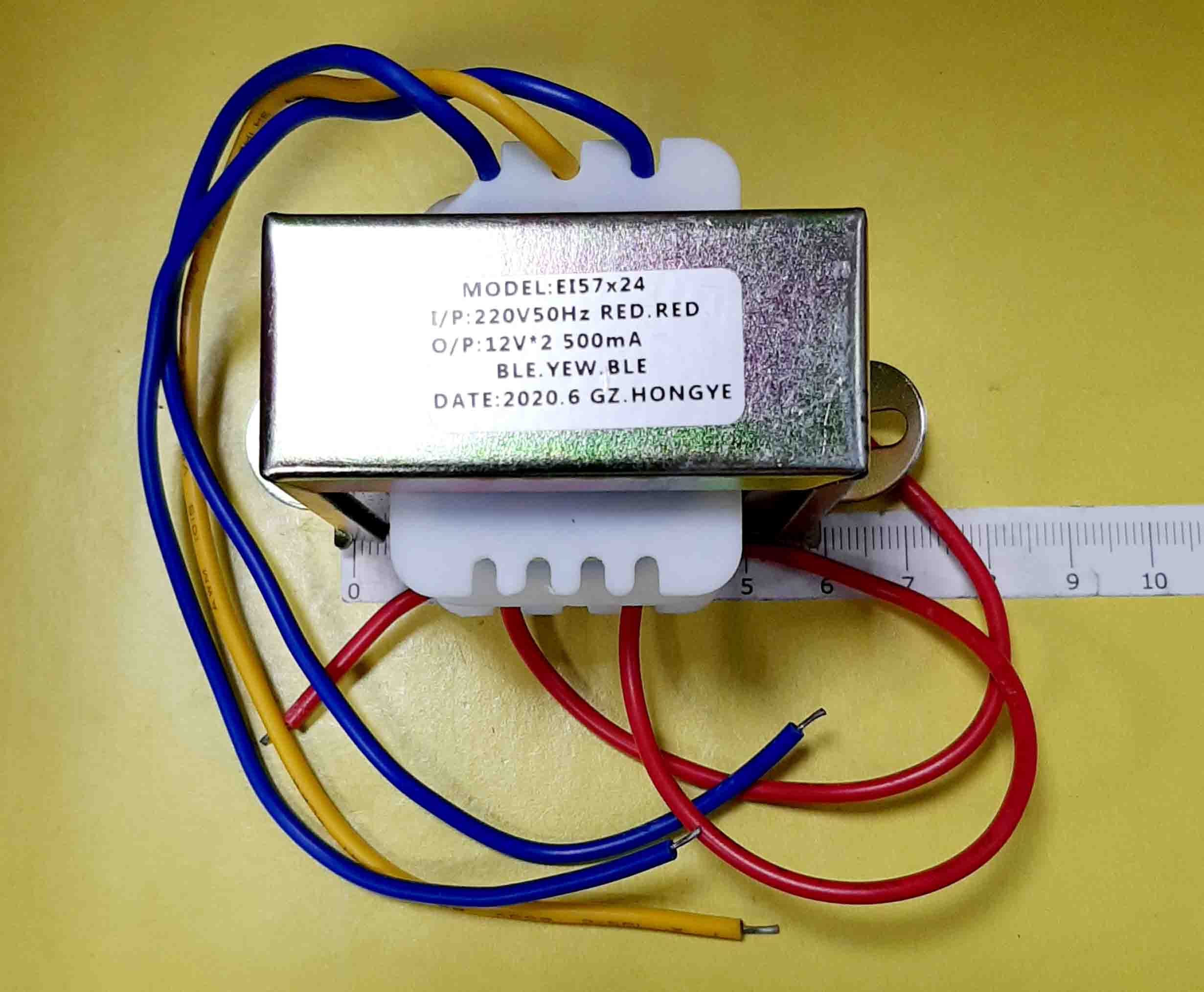 Трансформатор 500mA 12V*2  15VA 57*24 мм